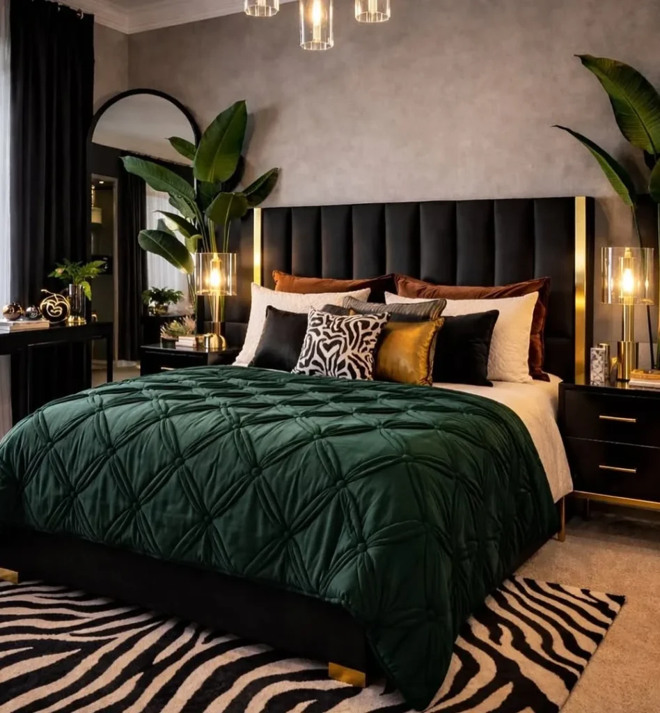 A Moody Glamour Bedroom Setup