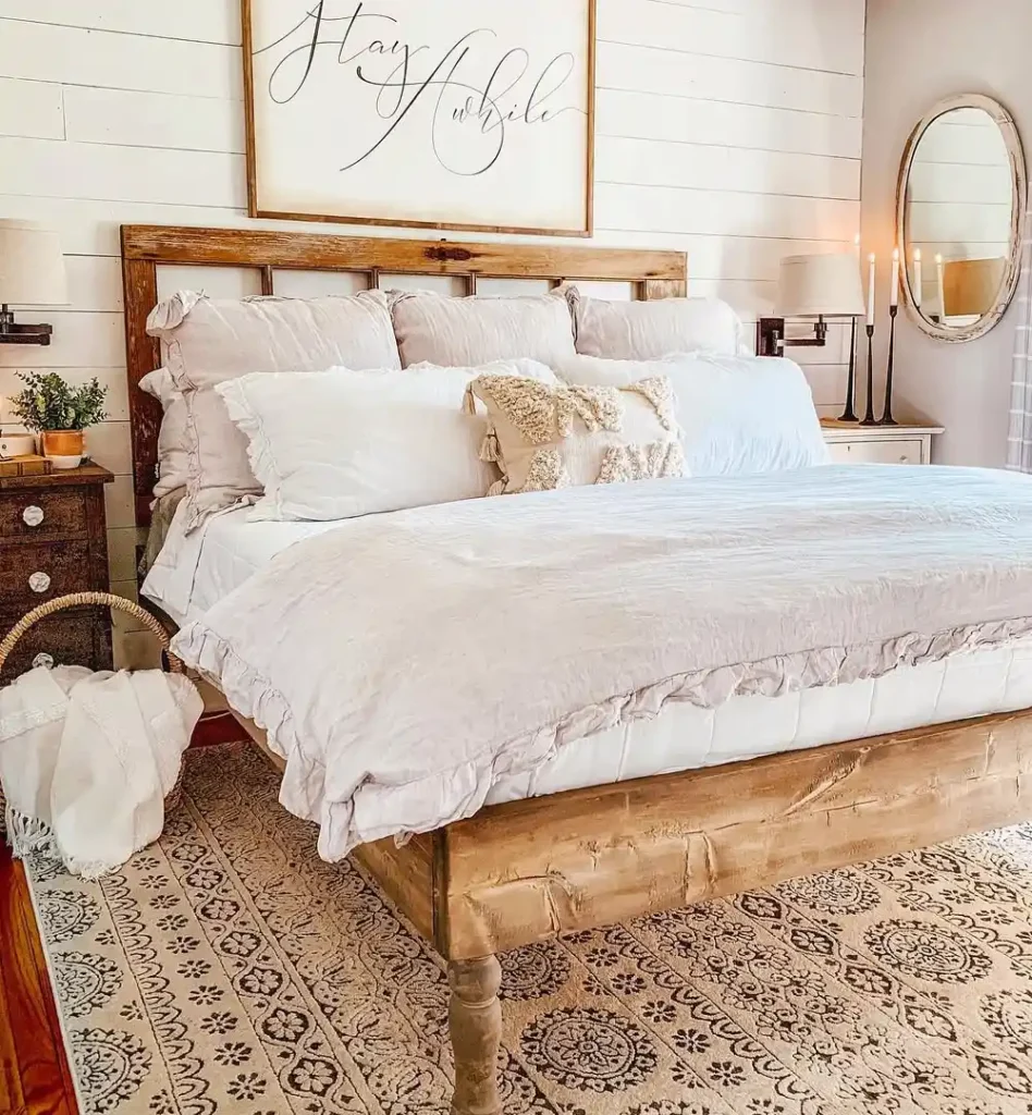 A Relaxed Rustic Wood Bed