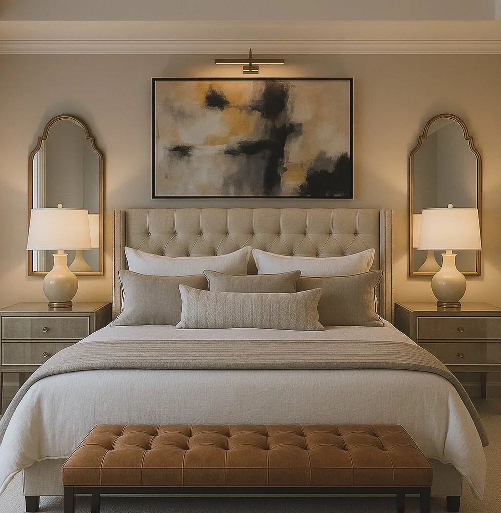 A Symmetrical Neutral Bedroom Setup