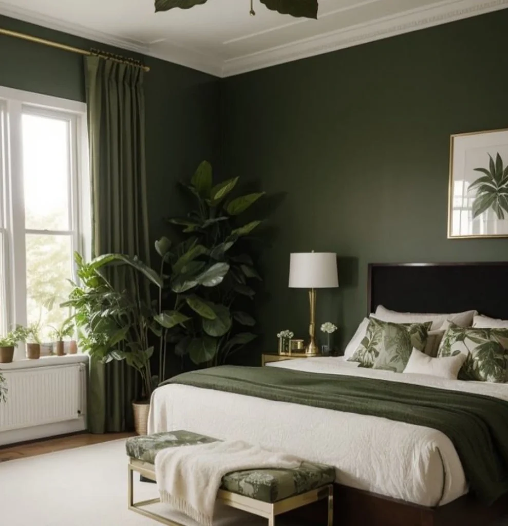 Crisp White Bedding and Botanical Accents