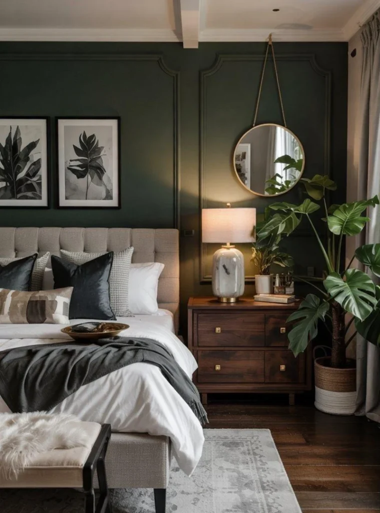 Dark Moody Walls and Walnut Wood