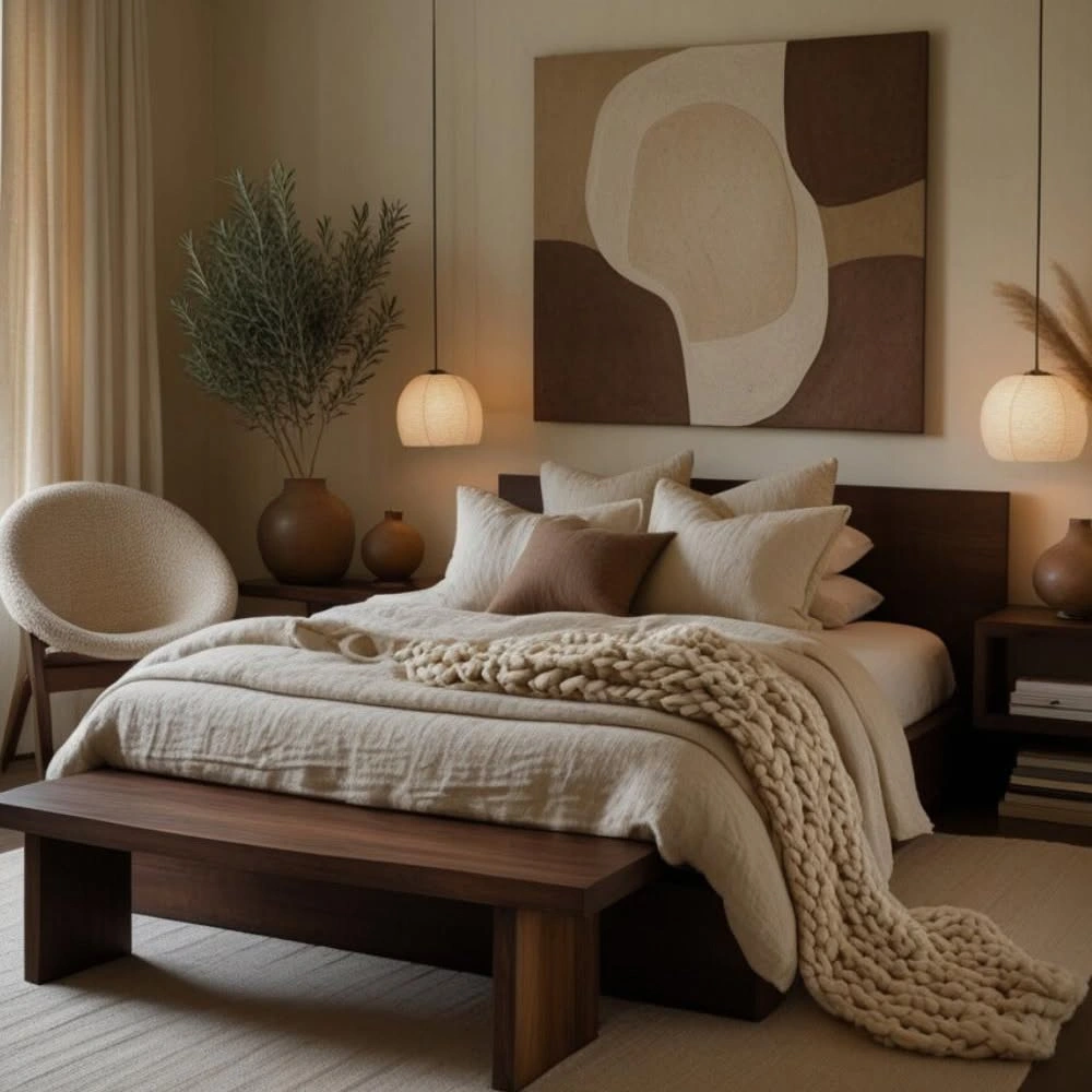 Deep Walnut and Cream Textures