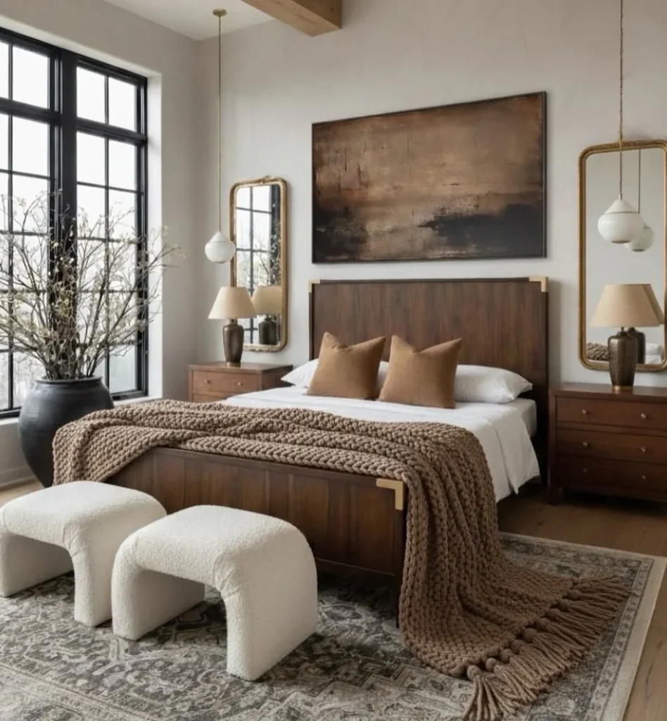 Deep Wood and Brass Accents
