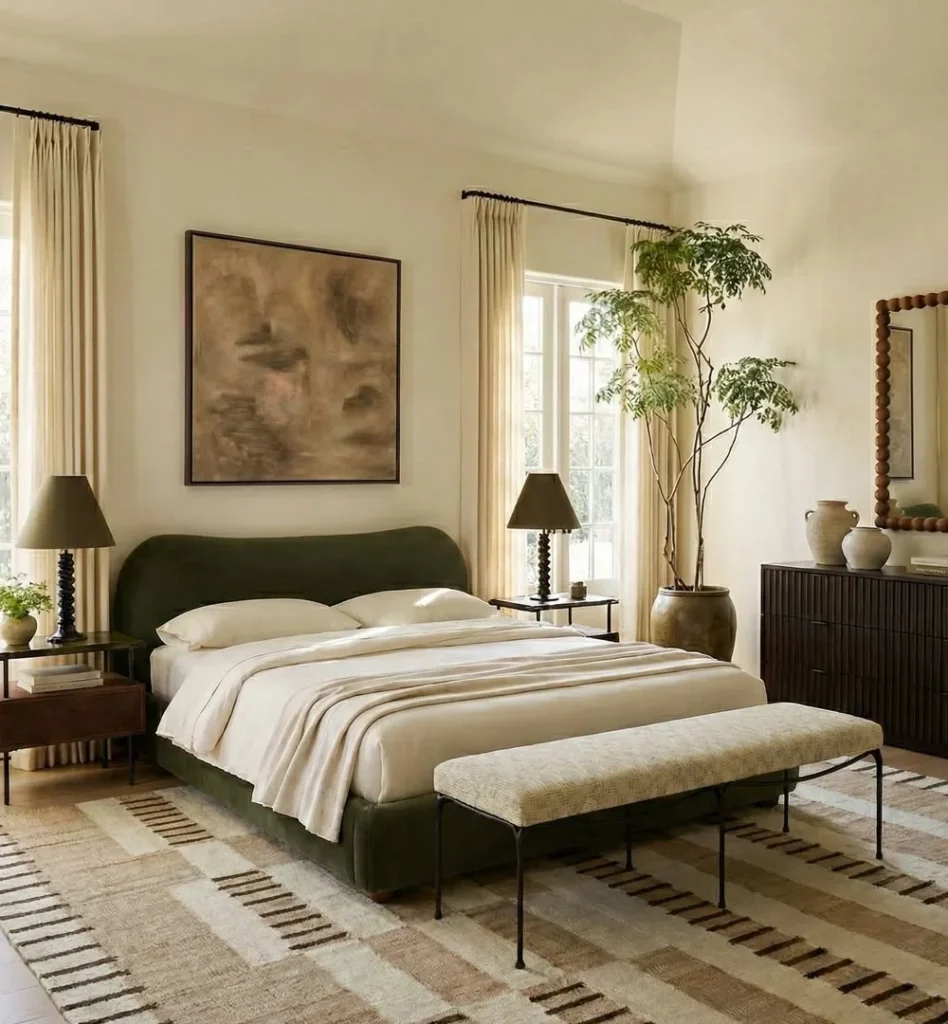 Green Velvet and Warm Beige Layers