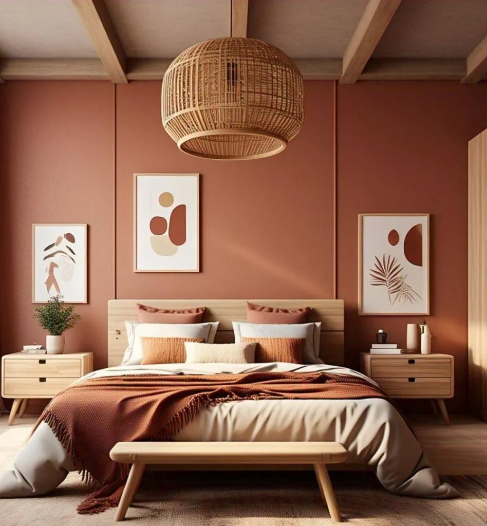 Terracotta Walls and Light Oak