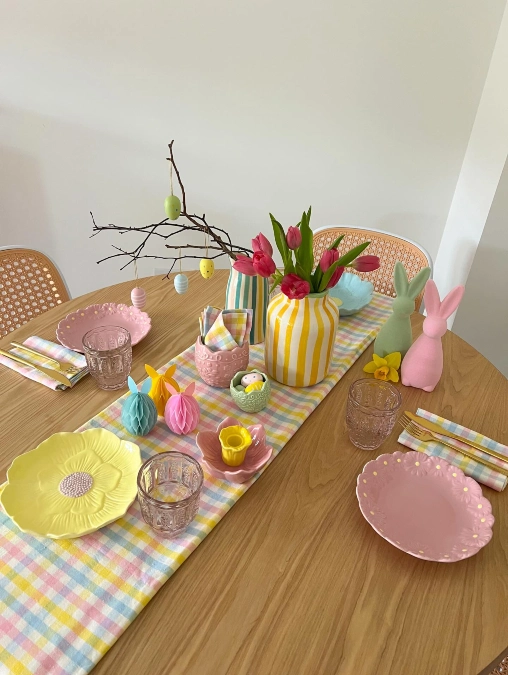 Pastel Gingham Easter Table