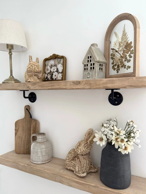 Rustic Woven Bunny Shelf Styling