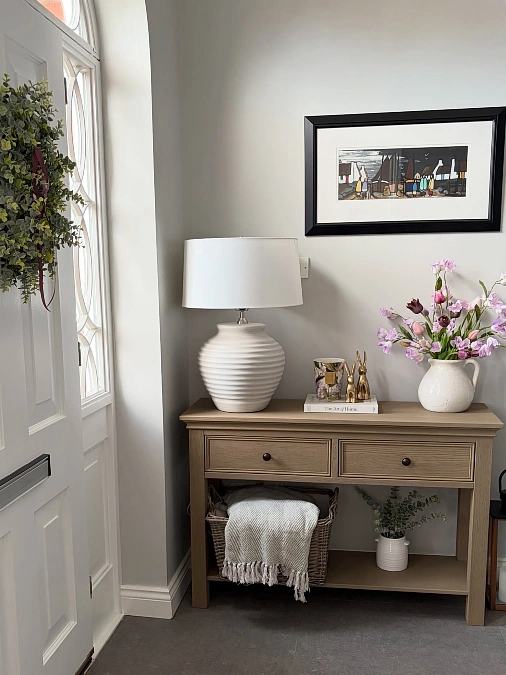 Subtle Easter Entryway with Brass Bunnies
