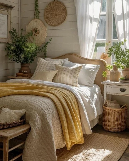 Sun Washed Bedroom with Mustard Layers