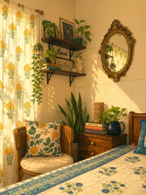 Golden Botanical Bedroom Corner
