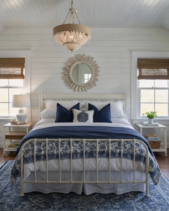 Navy and White Coastal Bedroom