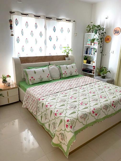 Green and Pink Floral Bedroom