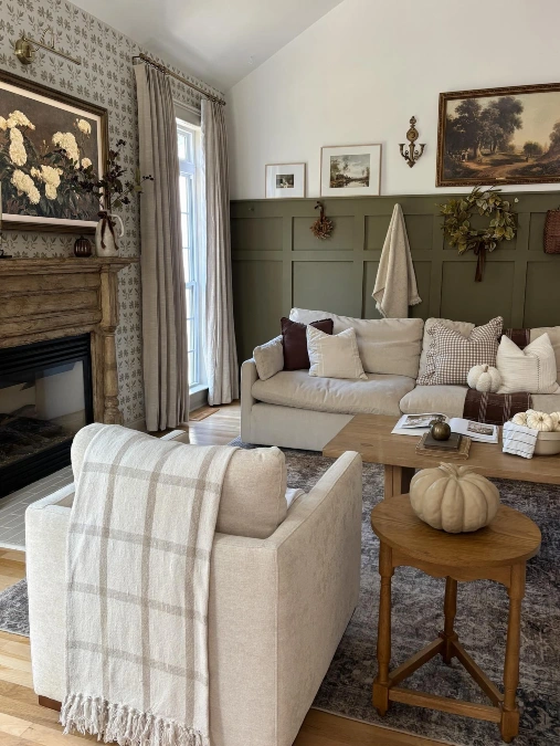 Olive Paneling with Soft Neutral Layers