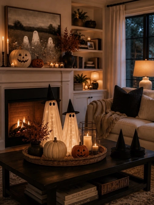 Candlelit Halloween Living Room