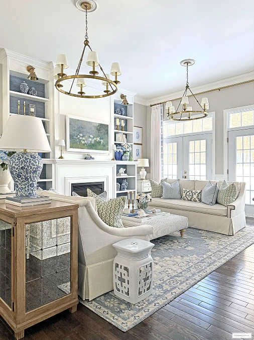 Sage Green and Porcelain Living Room