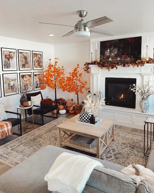 Bright Neutrals with Bold Orange Fall Accents