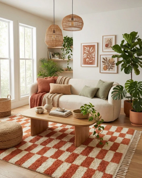 Terracotta Checks with Fresh Greenery