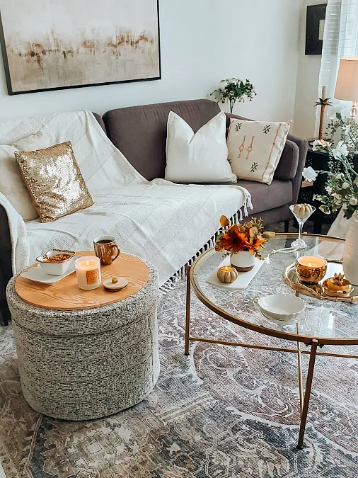 Cream Throws with Gold Fall Accents