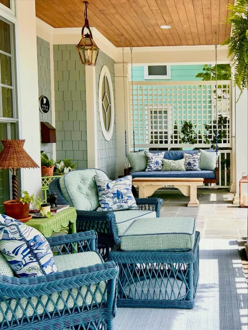 Coastal Blue Wicker and Soft Green Layers