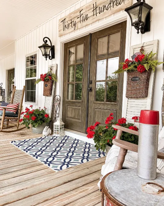 Rustic Double Doors with Red Summer Florals