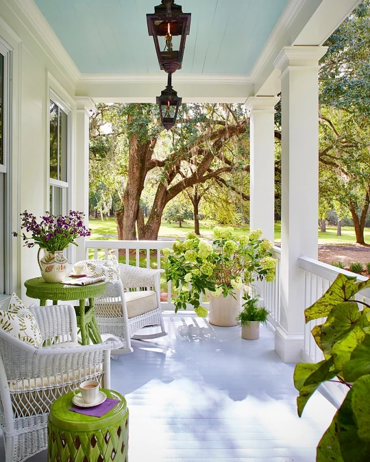 Navy Checks with Deep Red Porch Accents