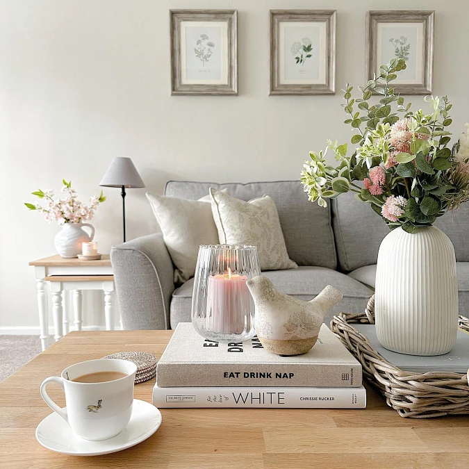 Soft Florals and Natural Coffee Table Layers