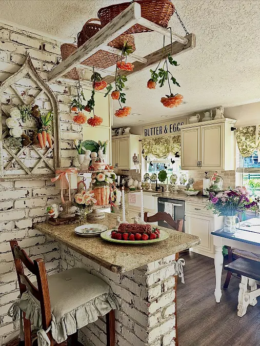 Hanging Florals in a Cottage Kitchen