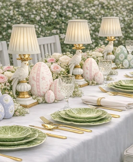 Pastel Eggs and Cabbageware Table