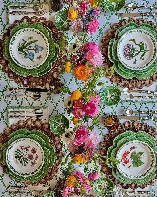 Botanical Plates + Bright Garden Blooms