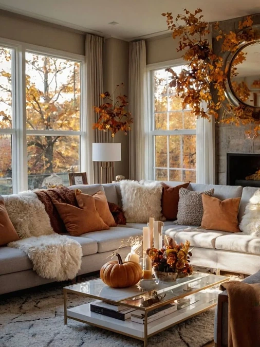 Soft Neutrals with Burnt Orange Accents