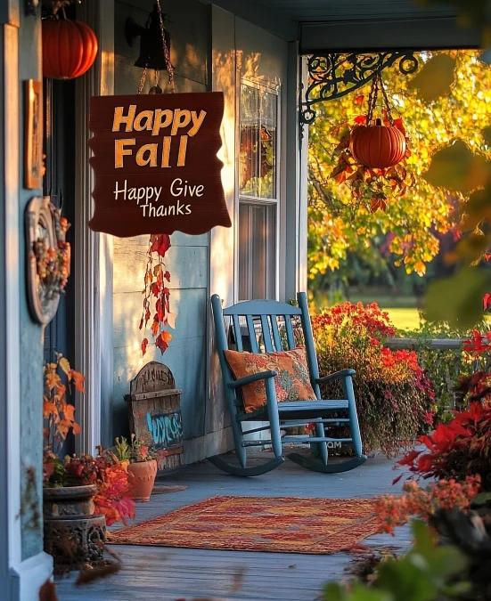 Rocking Chair and Rustic Fall Porch