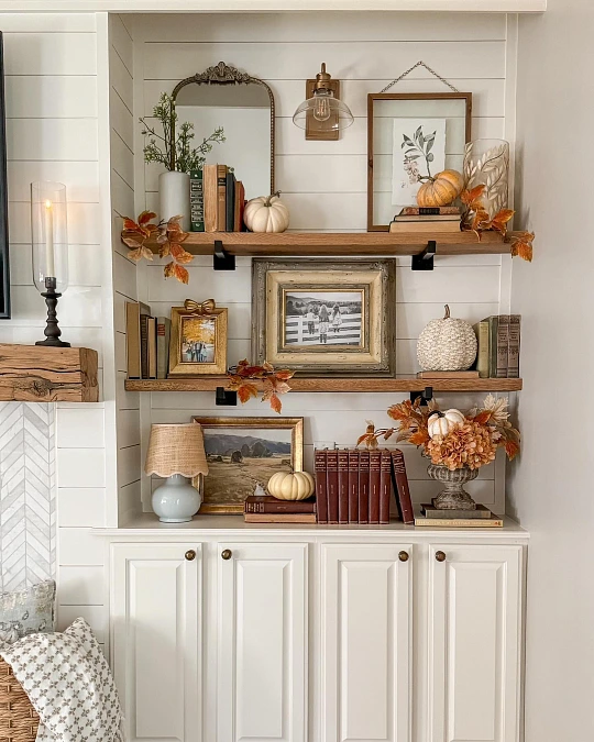 Vintage Shelves with Soft Fall Accents