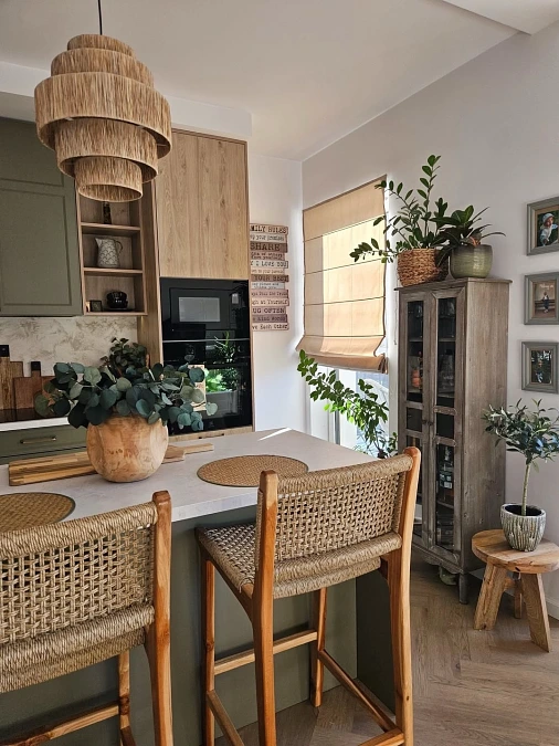 Olive Green and Woven Kitchen Layers