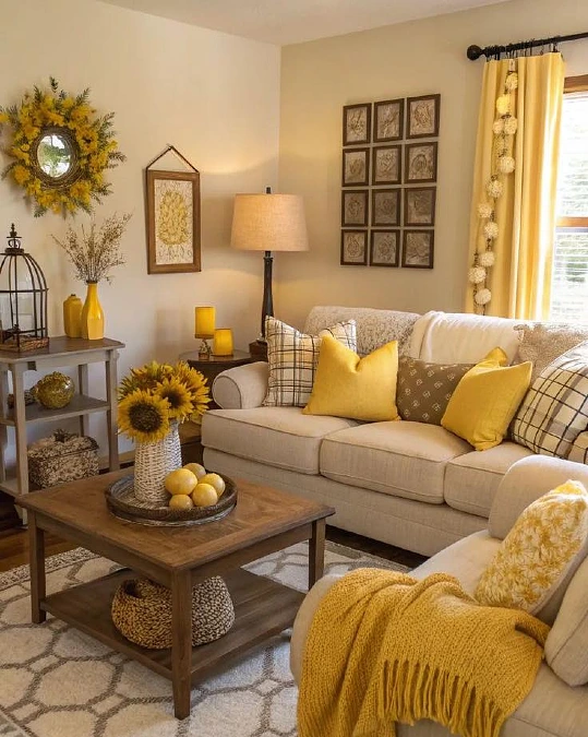 Sunny Yellow with Warm Wood Accents