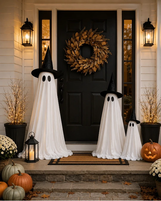 Witch-Hat Ghosts at the Front Door