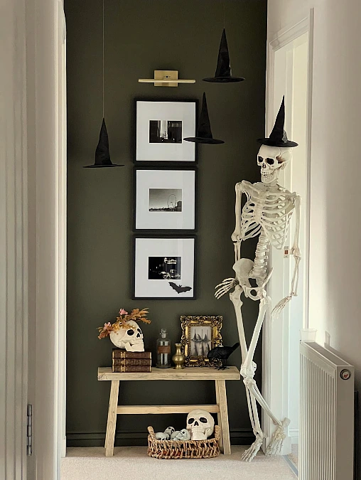 Olive Hallway with Witch Hats