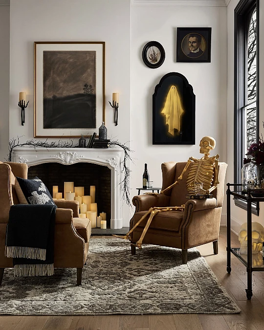 Golden Skeleton in a Moody Sitting Room