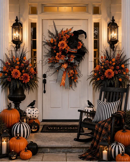 A Witch Hat Halloween Porch