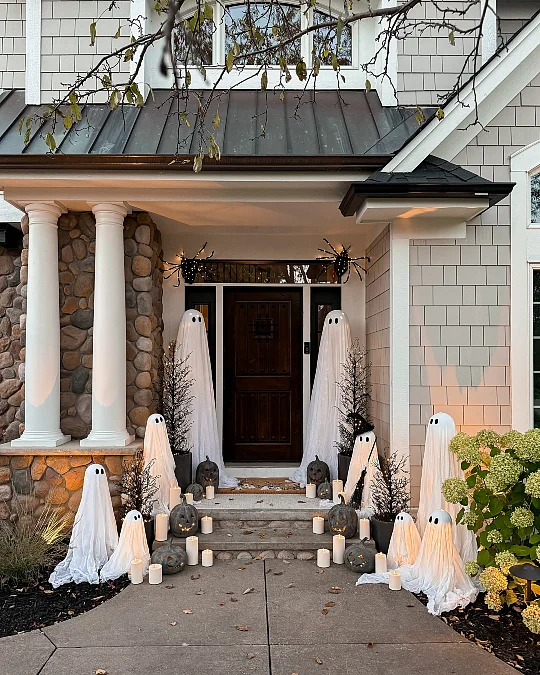 A Ghost-Lined Halloween Walkway
