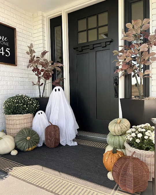 Soft Ghosts with Muted Fall Pumpkins