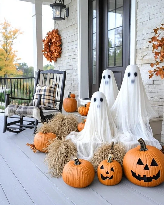 Playful Ghosts and Pumpkin Porch