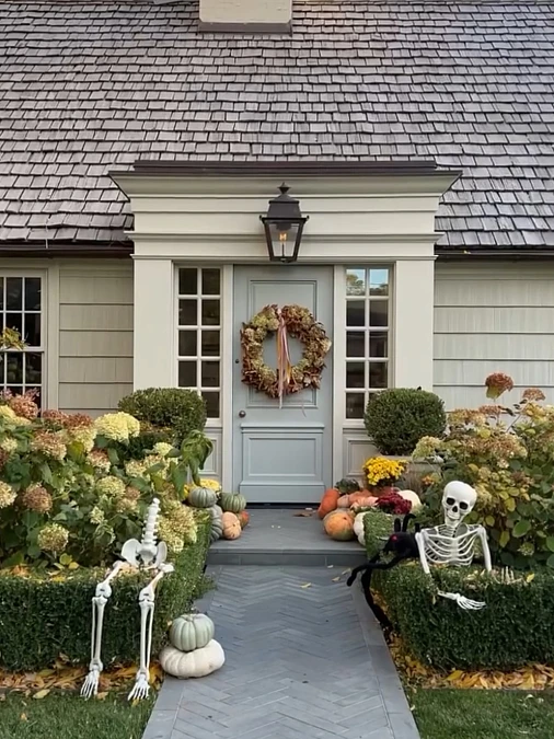 Skeletons Along a Garden Entry
