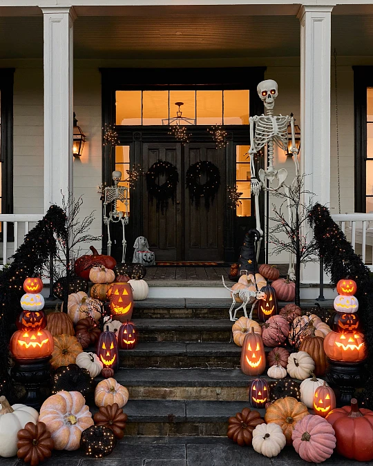 Glowing Pumpkins and Oversized Skeletons