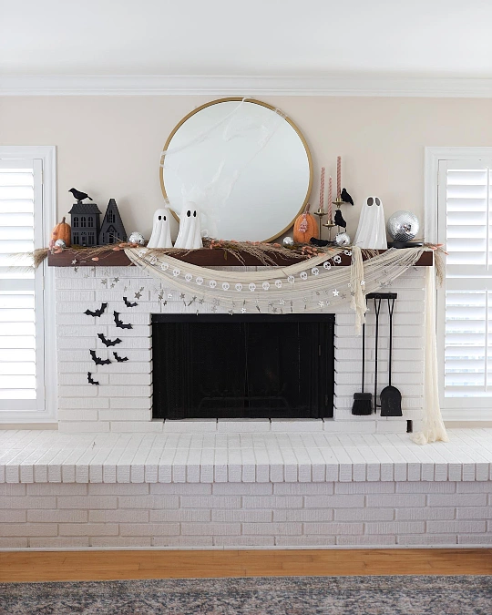  Airy White Mantel with Playful Ghosts