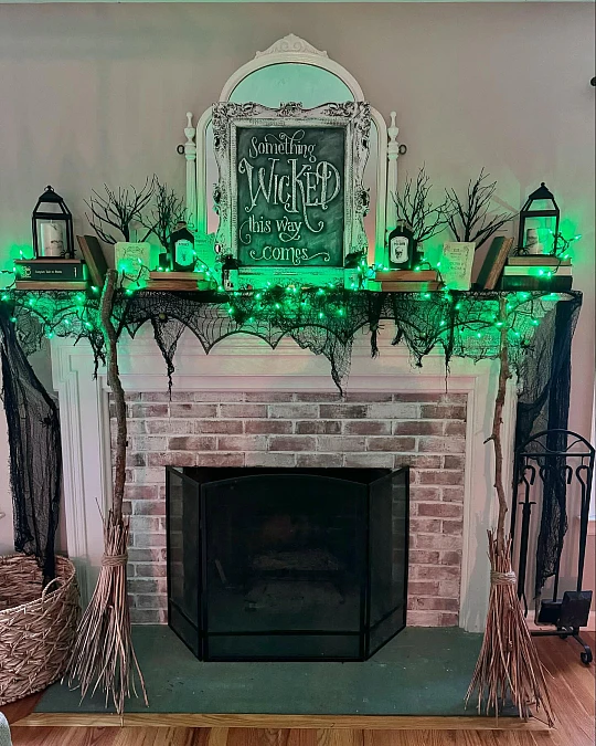Witchy Green Glow Mantel
