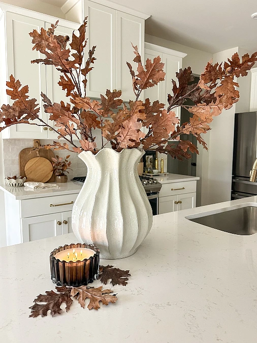 Sculptural Vase with Oak Branches