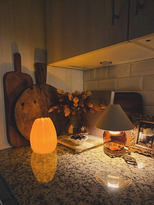 Moody Amber Counter Lighting