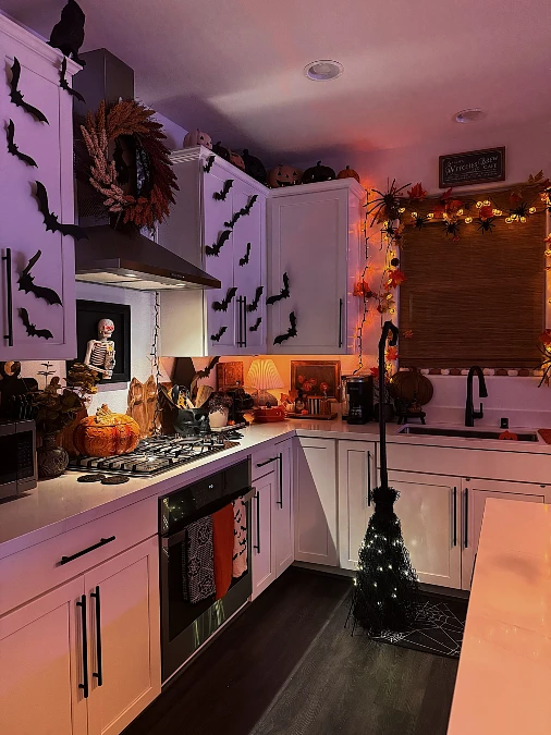 Halloween Kitchen with Removable Wall Bats
