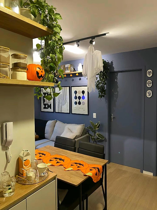 Hanging Ghosts Above a Compact Dining Nook
