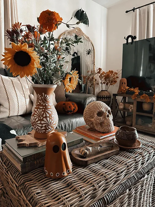 Earthy Halloween Coffee Table Styling